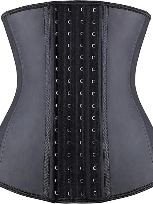 Mirabeautypolice-Black 29 Steel Bones Latex Hooks Safe Waist Trainer Best Materials-image-01