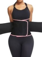 Mirabeautypolice-Shimmer Pink And Black Neoprene Waist Cincher Suitable For Running-image-02