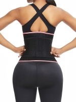 Shimmer Pink And Black Neoprene Waist Cincher Suitable For Running-image