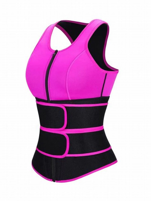 Mirabeautypolice-Rose Red Double-Belt Neoprene Waist Shapewear Big breast Vest Slimming Tummy-image-01