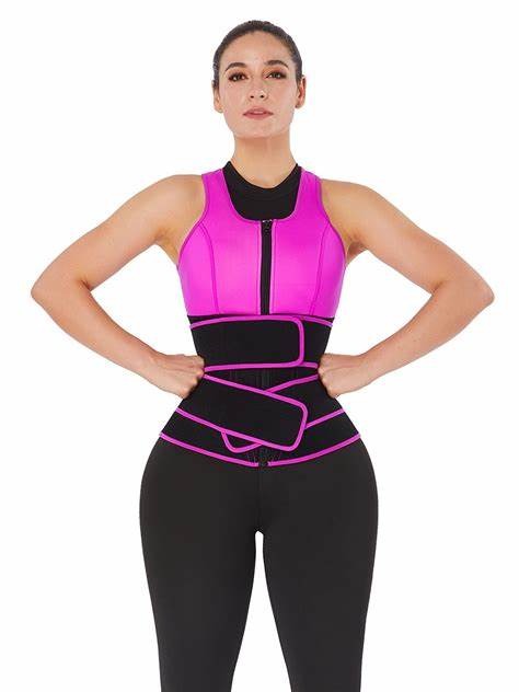 Mirabeautypolice-Rose Red Double-Belt Neoprene Waist Shapewear Big breast Vest Slimming Tummy-image-02